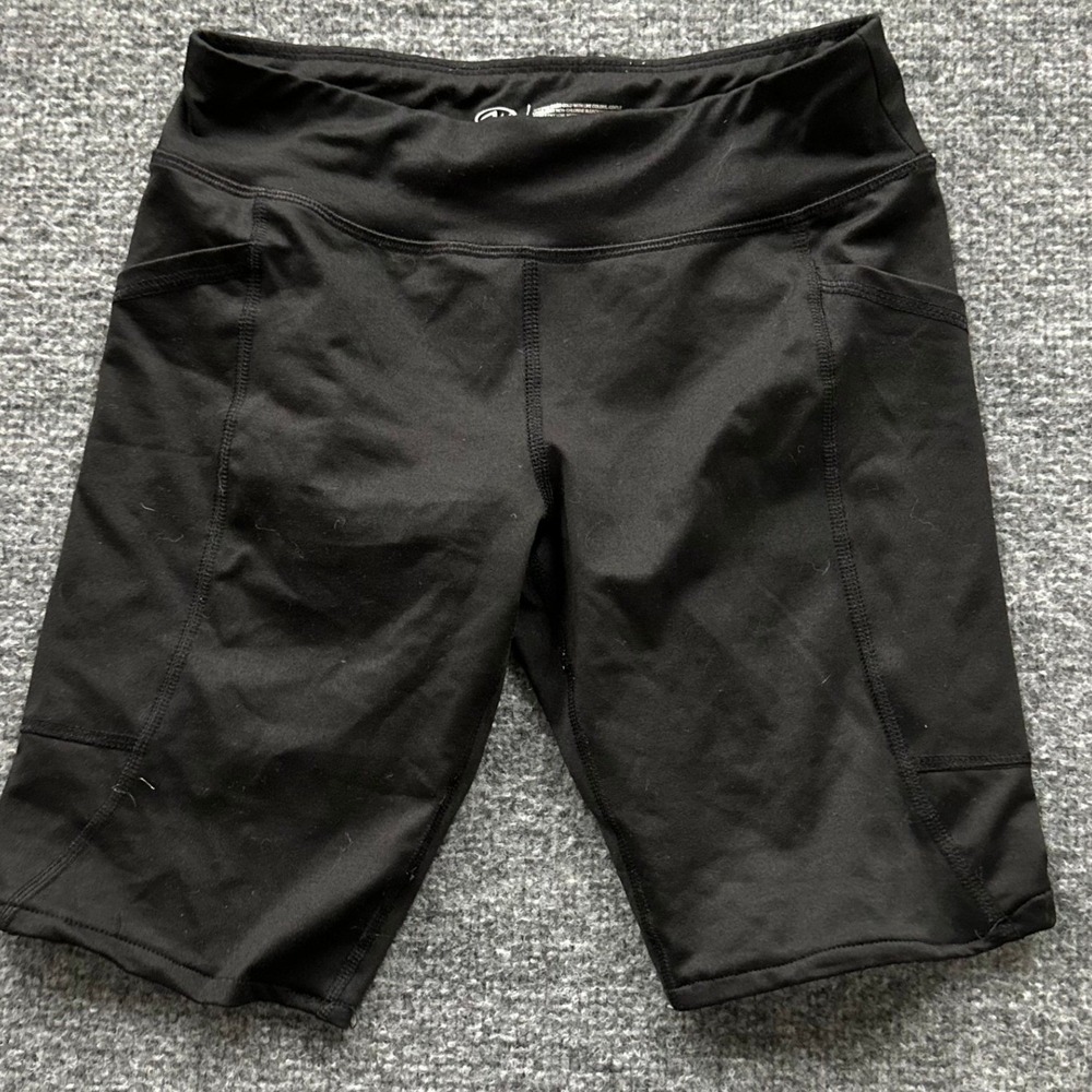 Athletic Works Shorts Womens Size L Black Biker Athletic Stretch Pockets 44281